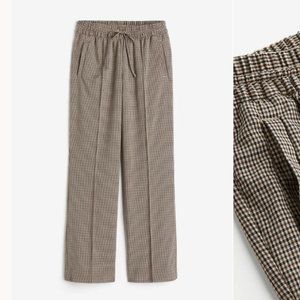 H&M Straight-leg Creased Pants - NWOT Brown/Houndstooth S